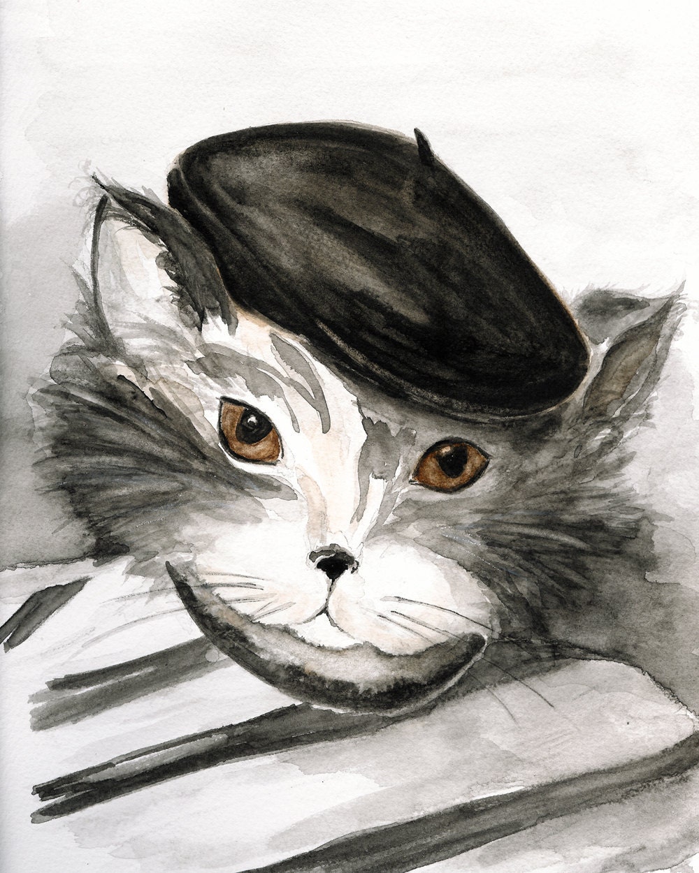 PiCATso, The Painter Kitty - Archival Print from Original Watercolor