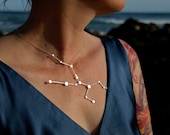 Taurus Zodiac Constellation Sterling Silver Necklace on Rubber Cord