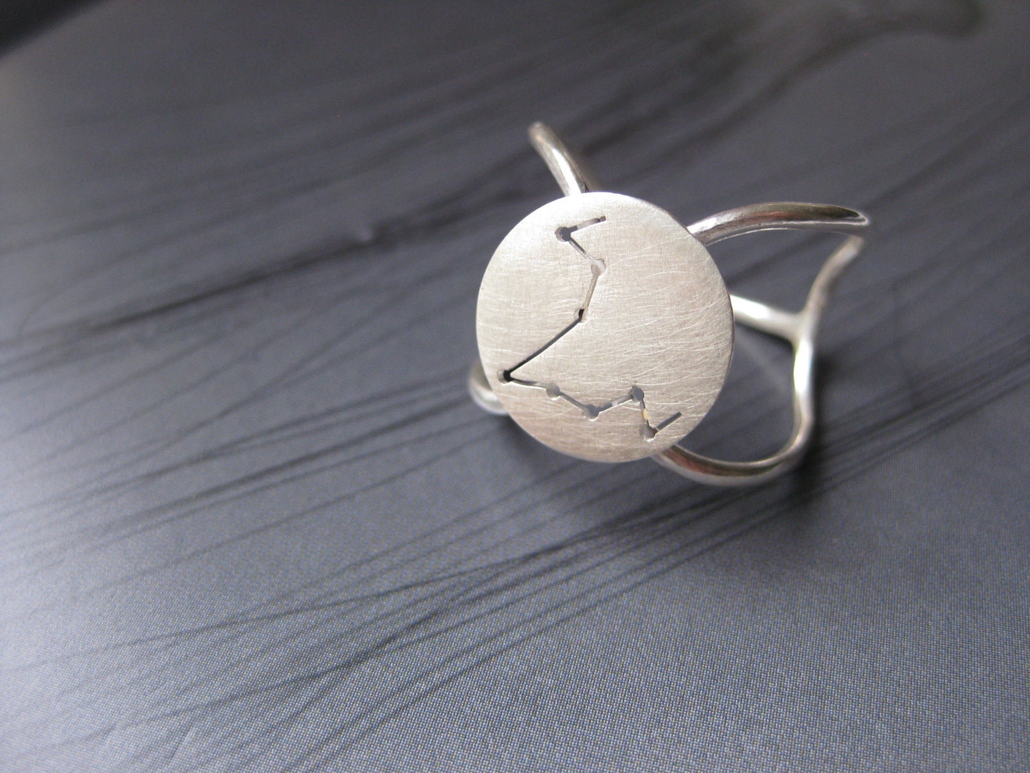 Pisces Zodiac Constellation Sterling Silver Ring: Star Map Design