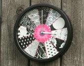 Pink Daisy Fabric Clock
