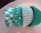 60 Assorted Jade/Teal Mini Baking Cup-Cake Pop-Candy Cup