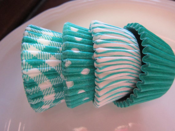 60 Assorted Jade/Teal Mini Baking Cup-Cake Pop-Candy Cup Il_570xn