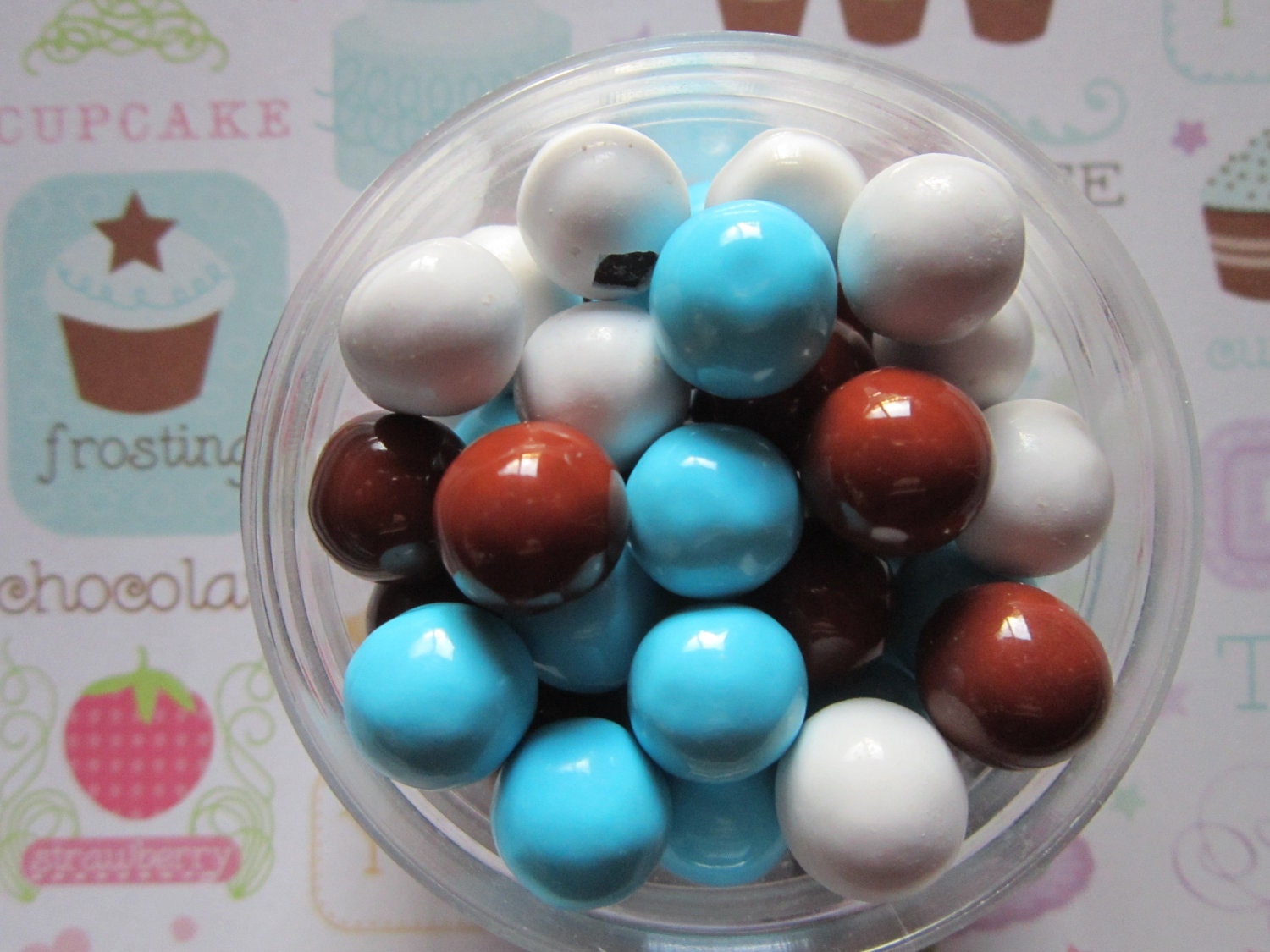 Brown Blue & White Baby Boy Owl Candy Coated Cupcake Topper Sixlets Il_570xn