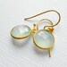 Aqua Chalcedony Earrings, Gemstones Bezel Set in Gold Vermeil, Round, Sea Foam Green Jewelry - Bridesmaids Set