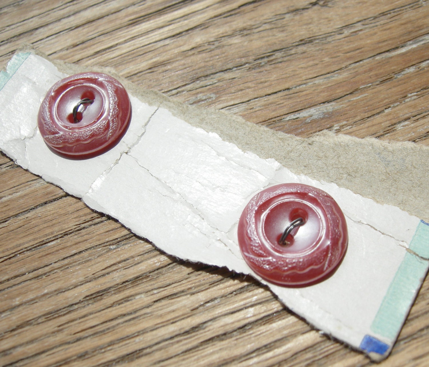 2 Frosted Red Vintage Buttons