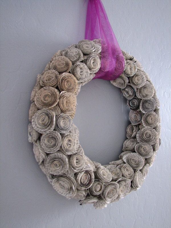 Wreath made of book pages