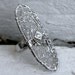 Large Amazing Vintage Filigree 14K White Gold Diamond Ring.
