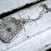 Great Vintage Diamond Camphor Glass Pendant in 14K White Gold with Original 16 inch chain