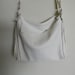 Fringe Leather Handbag Tote in White