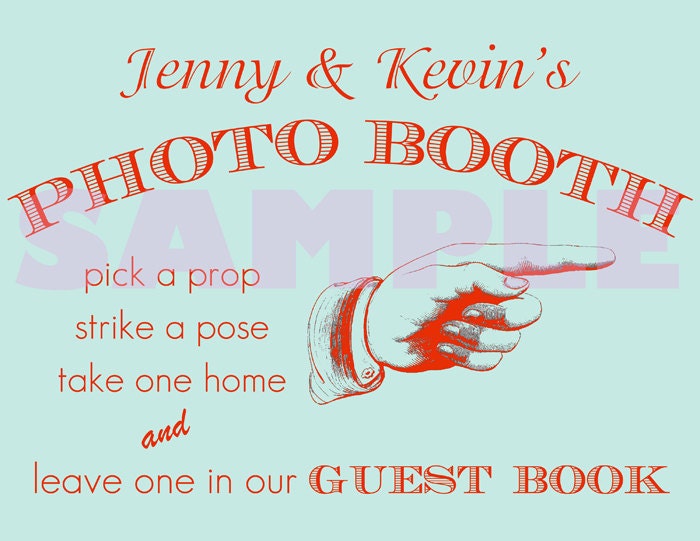 Personalized Wedding Photo Booth Sign. White/Black/Vintage Background. Customizable COLORS, Names and Printable