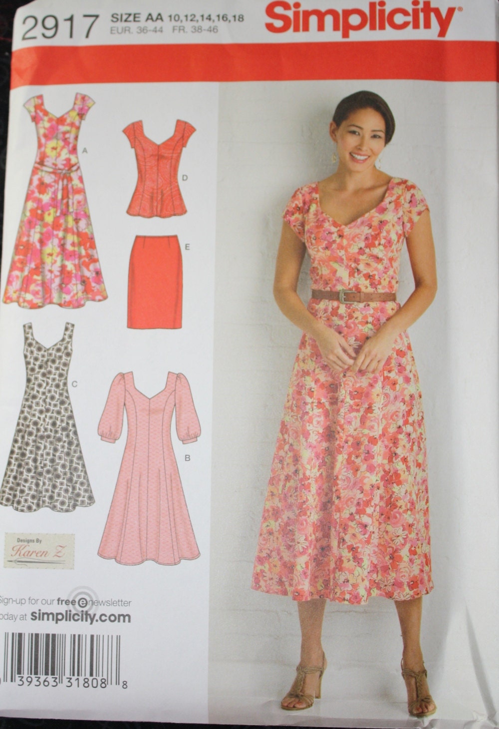 Simplicity 2917 Ladies Princess Seam Dress or Tunic and Skirt Pattern Sizes 10-18