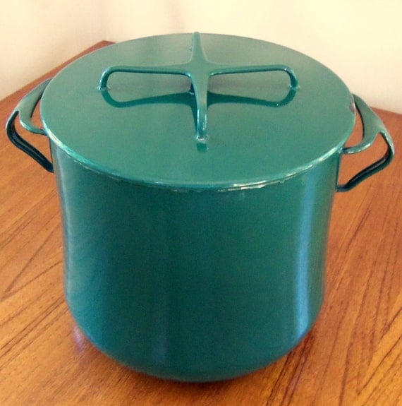 Vintage Dansk Kobenstyle Enamel Stock Pot Green by BeeHavenHome