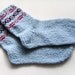 Hand Knitted Wool Socks - Light Blue, Size Large