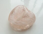 handmade lampwork glass bead, pink heart