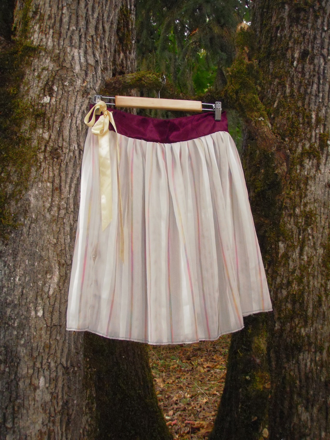 Upcycled Fairy Skirt Eco Sheer Striped Satin Ribbon Ballet Fairy Skirt