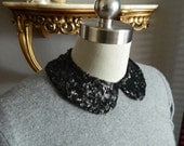 BACK IN STOCK Black Sequin Peter Pan Collar Necklace with Jewelry Closure BackB