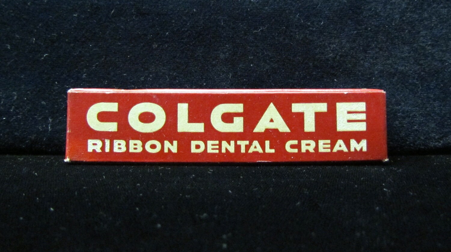 Vintage toothpaste in box Colgate Ribbon Dental by mathildasattic