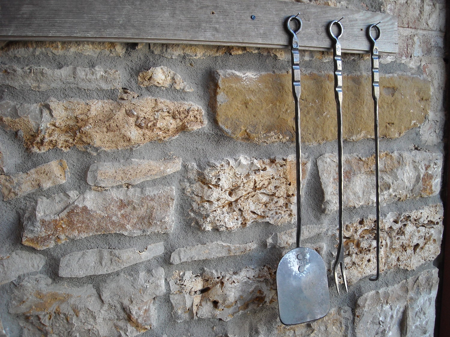 Barbeque Set, Hand Forged, Made by Mike Hill, Artist Blacksmith, Modern and Rustic Elements