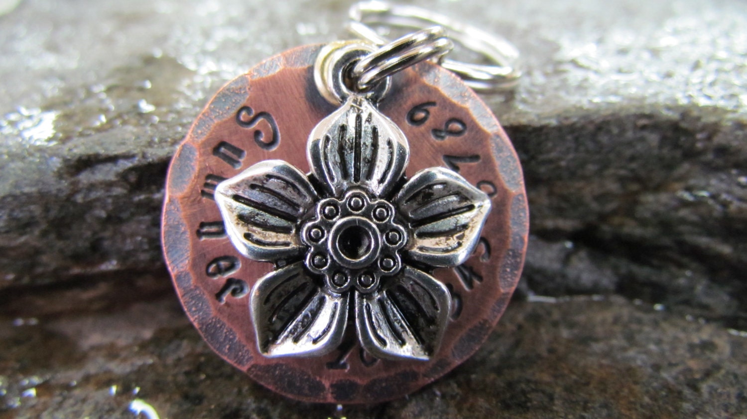 Pet Tags - Pet ID Tag - Dog Collar Tag with Leaf, Flower or Tree of Life Charm, Personalized