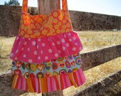 flower power ruffled purse with long handle