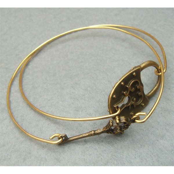 Fancy Key and Lock Bangle 2 Bracelet Set