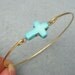 Classic Turquoise Cross Brass Bangle Bracelet