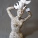 Woman Female Swirling White Birds Doves Flying Flight Ceramic Sculpture "Bird Lady"
