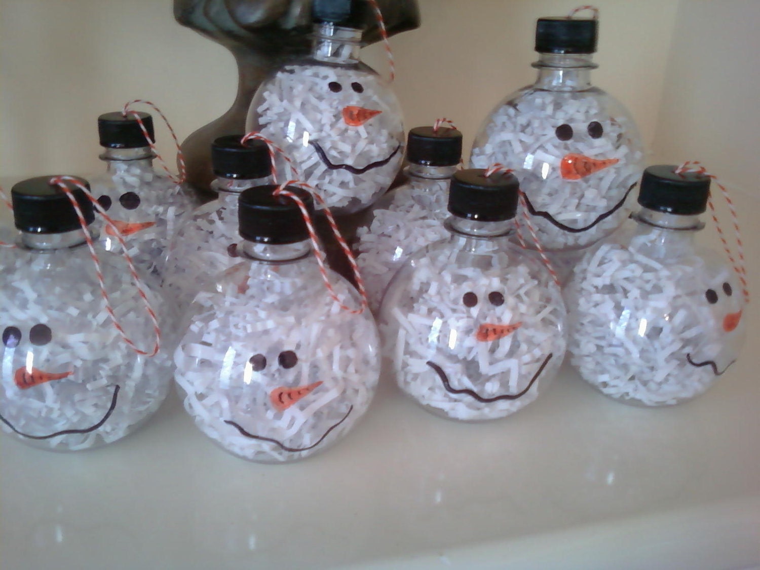 Items similar to Plastic Soda Bottle Snowman Ornament on Etsy