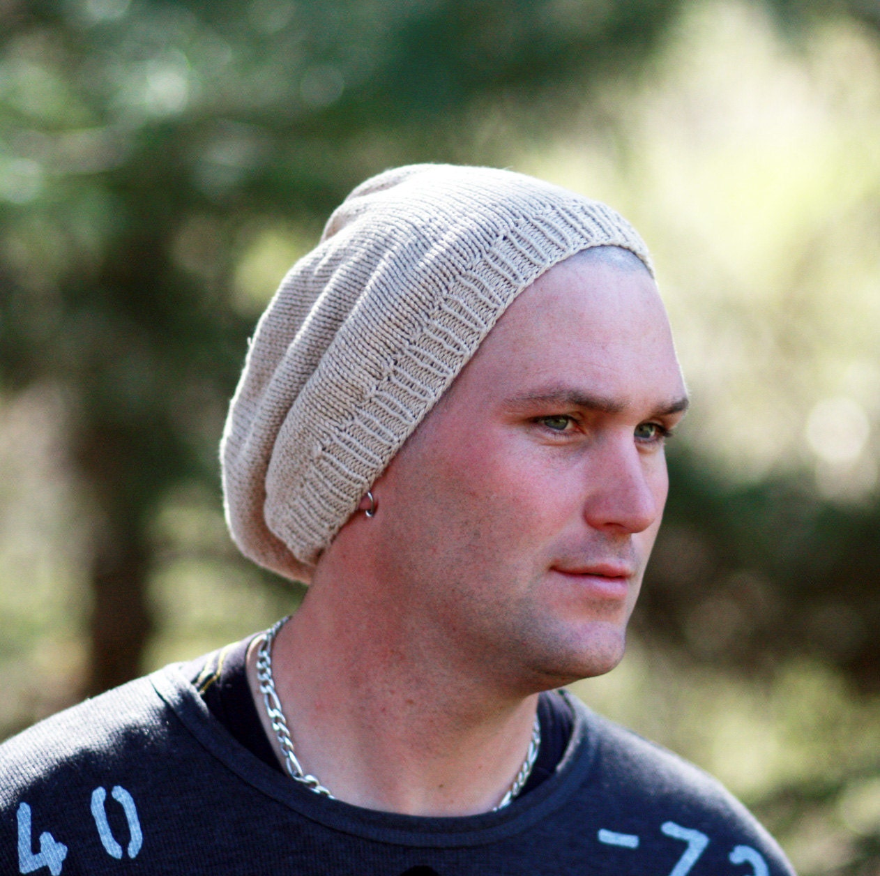 Slouchy Bleanie Hat Knit in Lightweight Cotton and Acrylic Blend CUSTOM ORDER