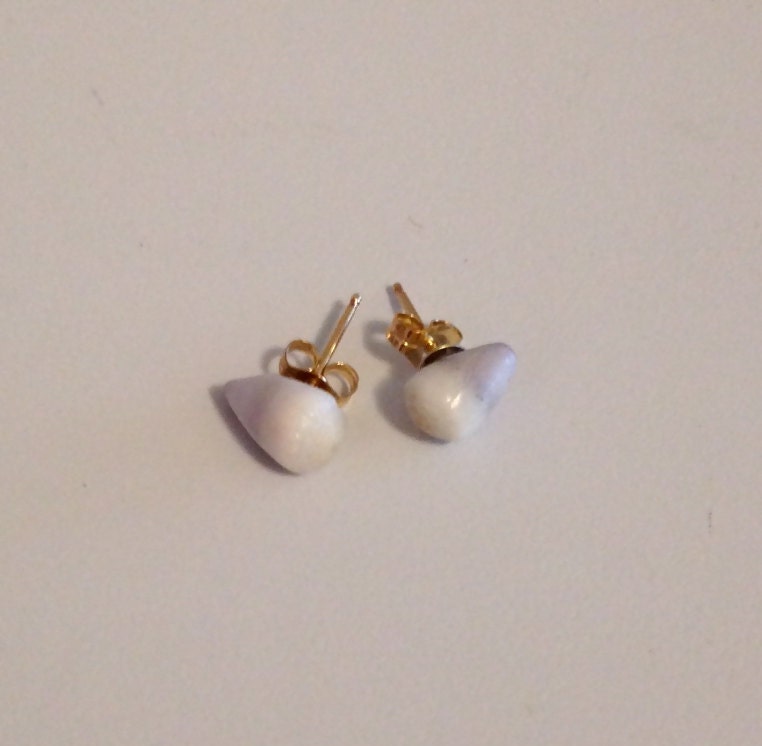 Small Hawaiian Cone Shell Studs Gold Filled Post