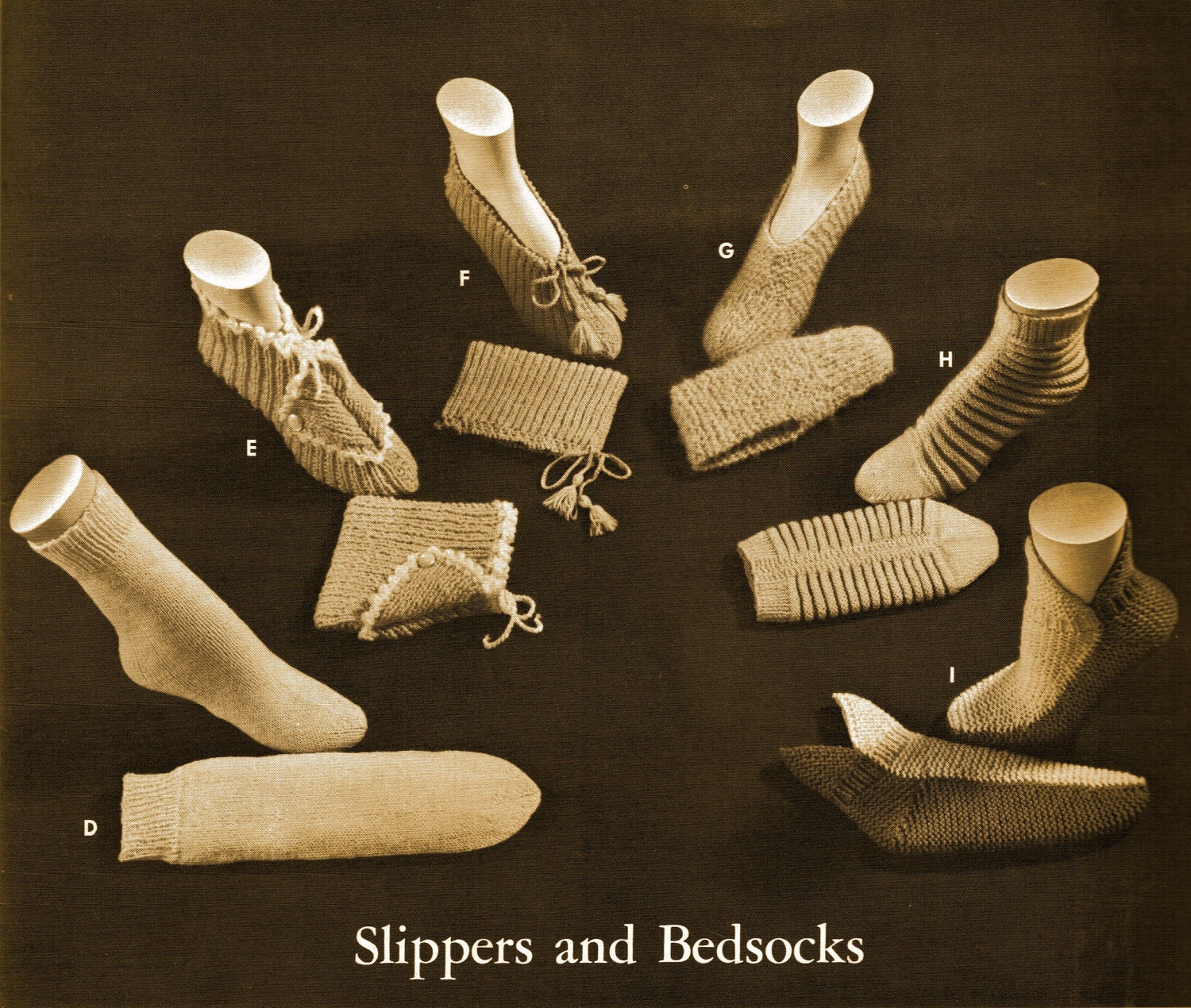 Slippers and Bed Socks Quick and Easy - 6 Knit patterns PDF 6045