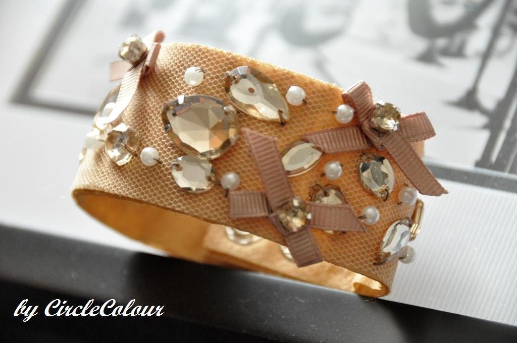 Elegant Brown Bow Cuff - Fabric Bracelet - Silver Snap Button Clip
