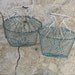 Pair French egg baskets vintage collapsible wirework