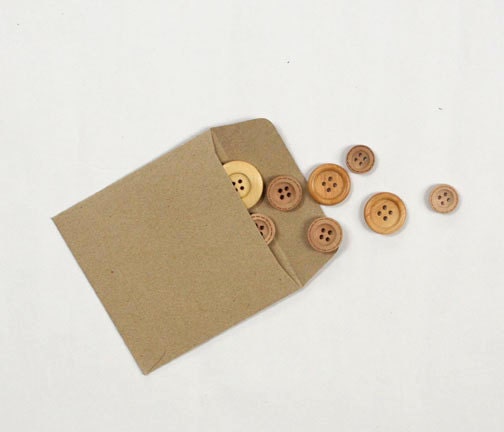 Small Brown Kraft Paper Envelopes/Bags, small size 9.5x9.5cm for Crafts, Packaging, Eco Friendly Scrap Booking - Set of 25