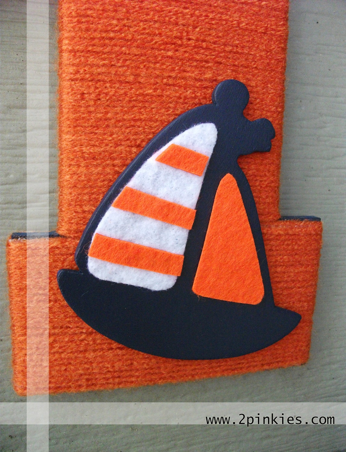 Yarn Letter - Monogram Wreath, Baby Boy, 13.5", Wooden, Nautical