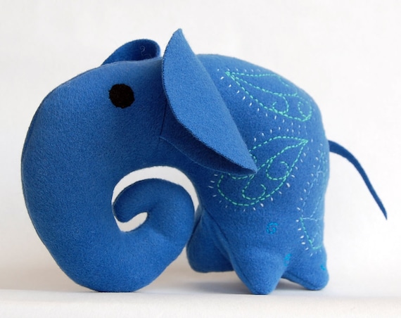 CIJ -15 Elephant felt toy Soft Toy Indigo, cashmere wool