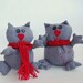 Cats soft toy Handmade Pair Grey toy with a red heart