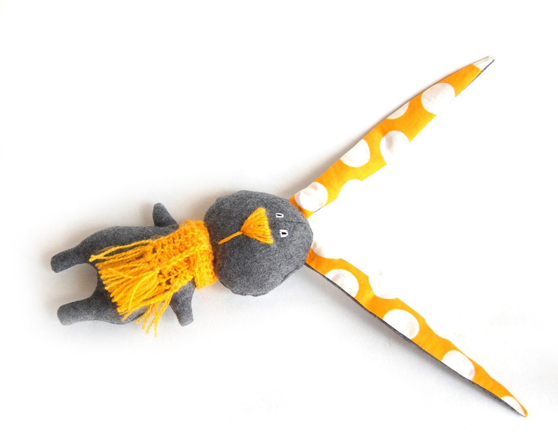 Gray Bunny toy Handmade hare rabbit grey