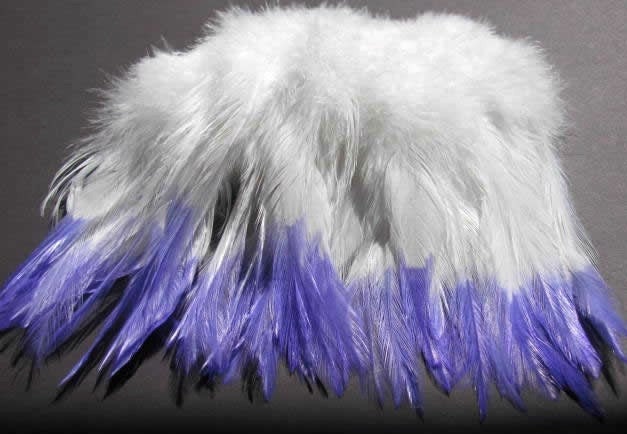 Strung Rooster Saddle Hackle - Purple Dyed Tip - feathercraftshop