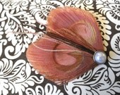 MELISSA Pink Peacock Feather Hair Clip, Vintage-inspired Fascinator
