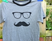 Mustache and Glasses Ringer Tee