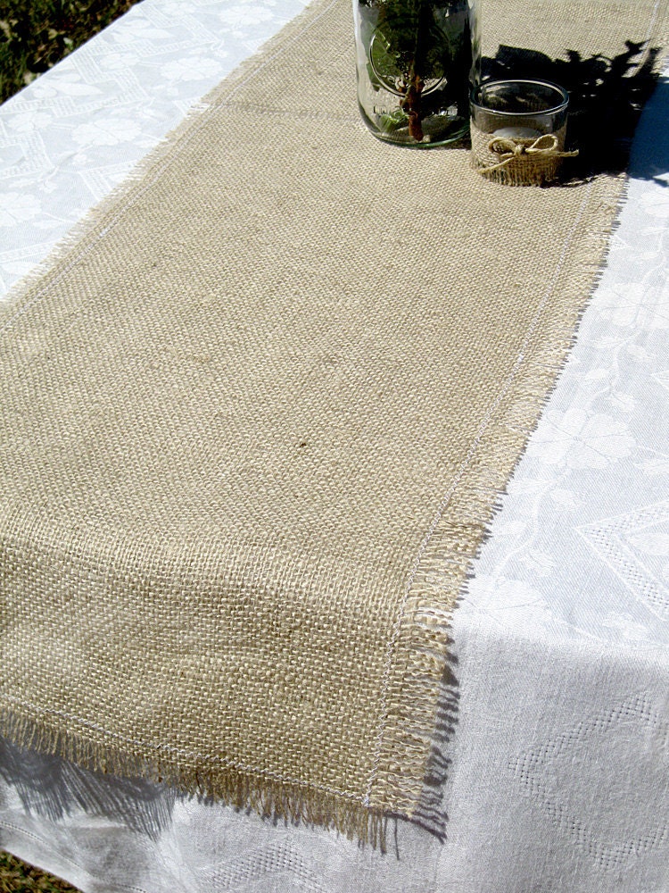 Rustic burlap wedding table runner - 72 inch