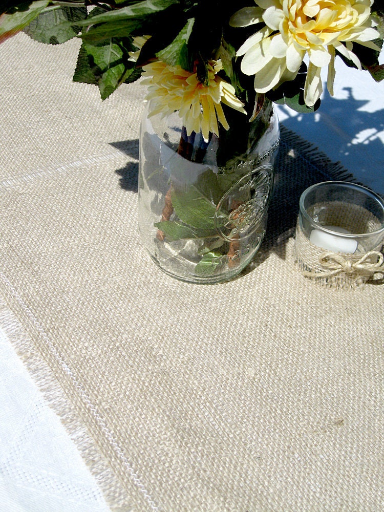 Rustic burlap wedding table runner - 72 inch