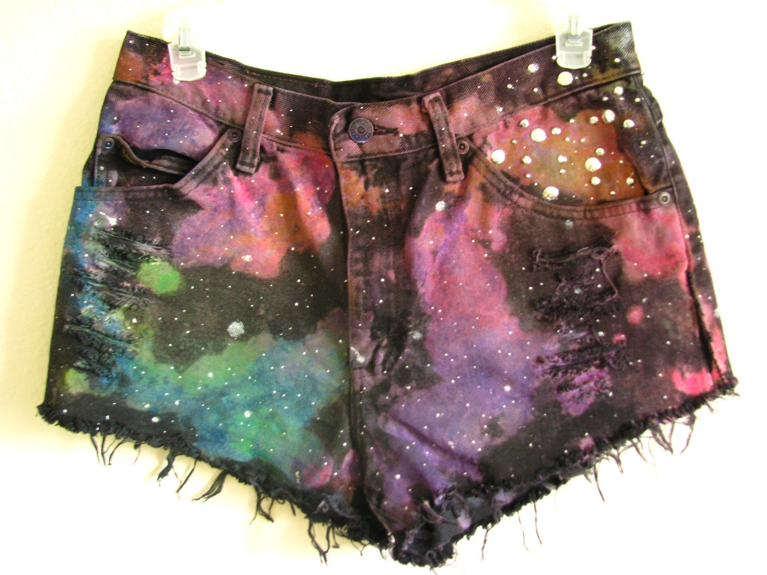 Galaxy Shorts //Studded High Waist Black Jeans // Made to Order ALL SIZES