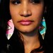 Jewelry, Dangle Earrings, Neon Aztec - 4.5 inch - You Pick Color - Handpainted Faux Leather Dangle Feather Earrings