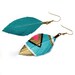 Neon Aztec  - Turquoise - 3 inch - Faux Leather Feather Earrings