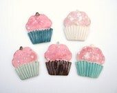 SALE Cupcake Decoration Fridge magnet ceramic pink, turquoise brown pastels birthday party