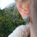 Grey jade heart earrings celadon green crackle glaze little hearts stud posts grey green soft green