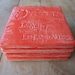 4 coral red ceramic set of coasters birds  butterflies LOVE words