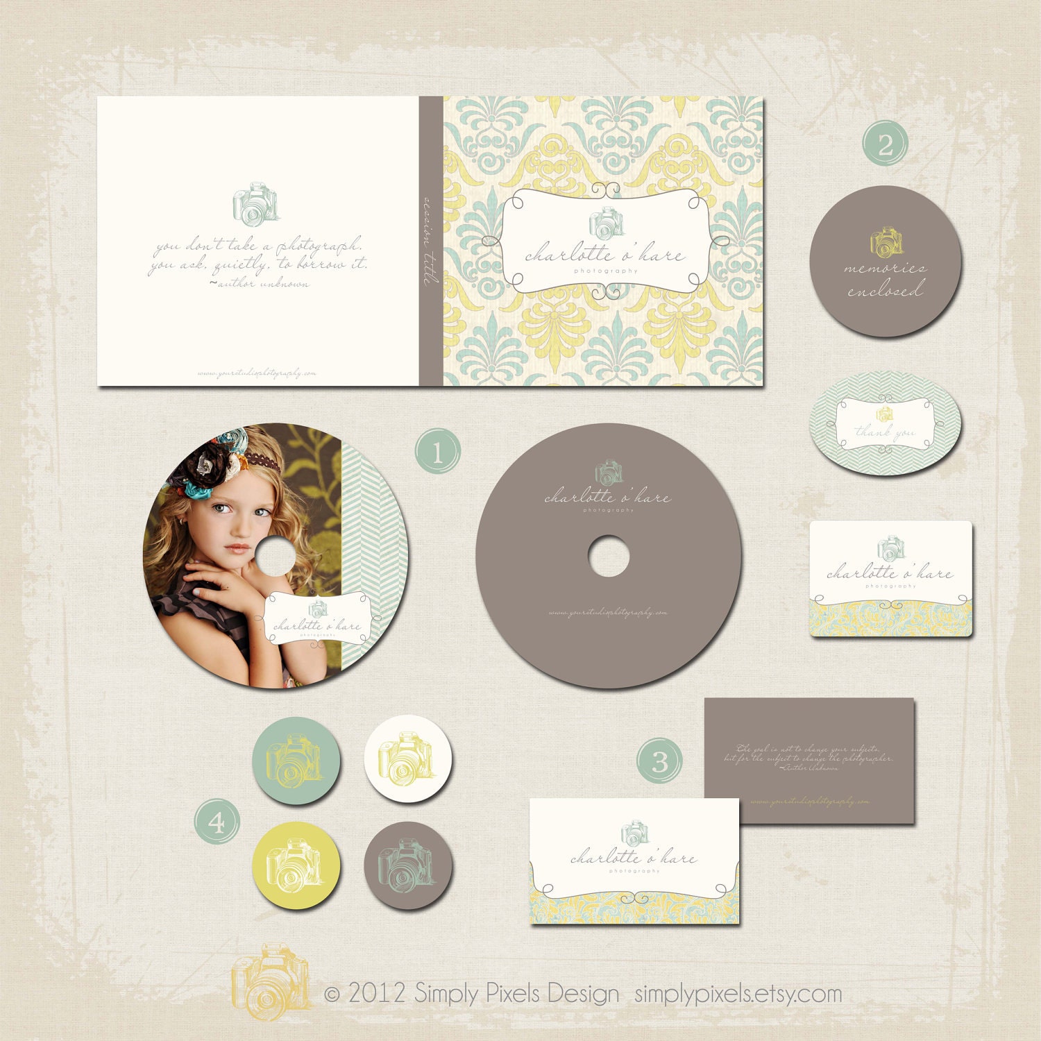 INSTANT DOWNLOAD - Premade Photography Business Marketing and Branding psd Mini Template Kit - Logo Included - Charlotte Collection
